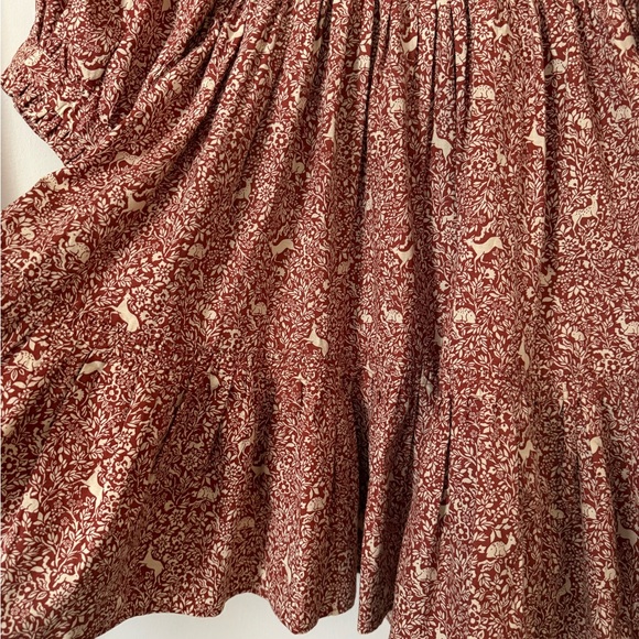 Doen Leda Dress Prancing Fawn in Rust Brown Cream Floral Dress - Picture 7 of 10